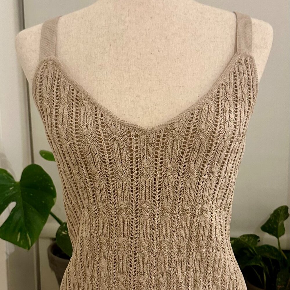 St. John Knit Shimmery Sweater Tank with Metallic Thread